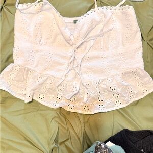 Wild Fable Cream Sleeveless Camisole with Tie Front Peplum